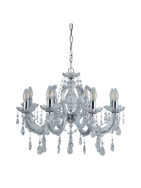 Searchlight Electric Marie Therese 8Lt Pendant - Chrome Metal & Clear Acrylic 399-8