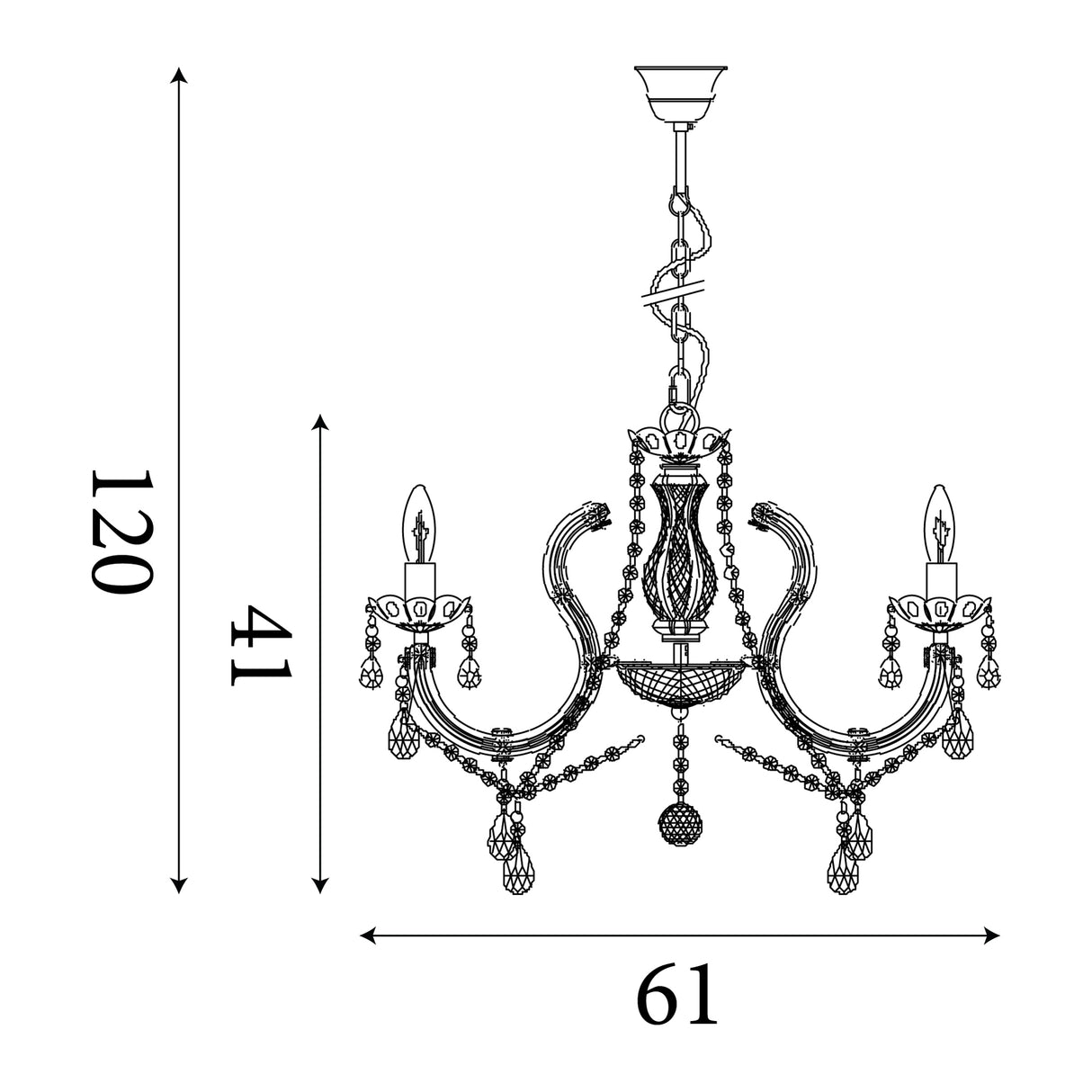 Searchlight Electric Marie Therese 8Lt Pendant - Chrome Metal & Clear Acrylic 399-8