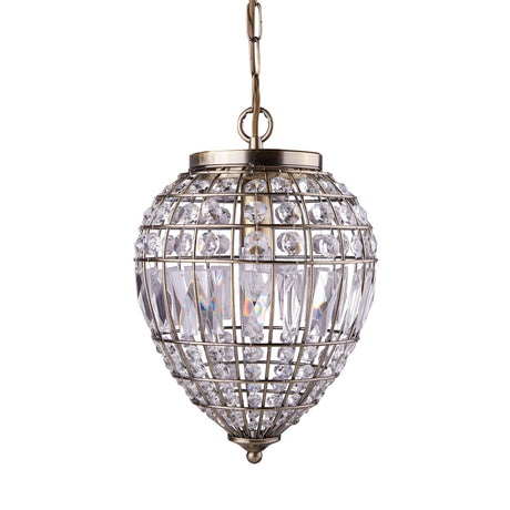 Searchlight Electric Pineapple  Pendant  - Antique Brass Metal & Glass 3991AB