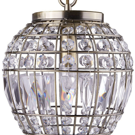 Searchlight Electric Pineapple  Pendant  - Antique Brass Metal & Glass 3991AB