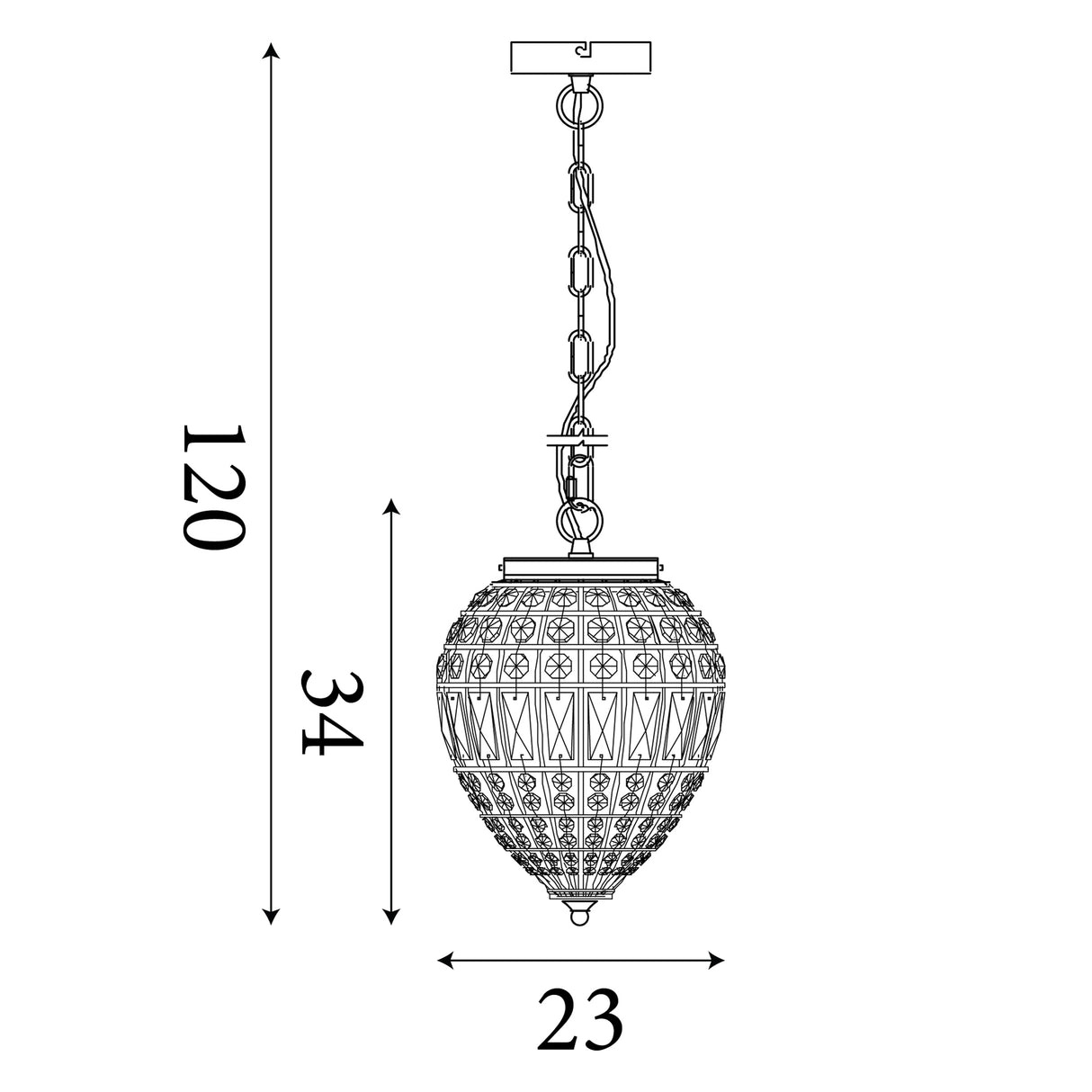 Searchlight Electric Pineapple  Pendant  - Antique Brass Metal & Glass 3991AB
