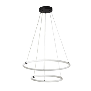 Searchlight Electric Revolve 2Lt Ring Pendant  - Black Metal & Opal Tubes 40176-2BK