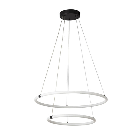 Searchlight Electric Revolve 2Lt Ring Pendant  - Black Metal & Opal Tubes 40176-2BK