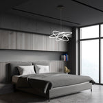 Searchlight Electric Revolve 3Lt Ring Pendant  - Black Metal & Opal Tubes 40176-3BK