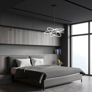 Searchlight Electric Revolve 3Lt Ring Pendant  - Black Metal & Opal Tubes 40176-3BK