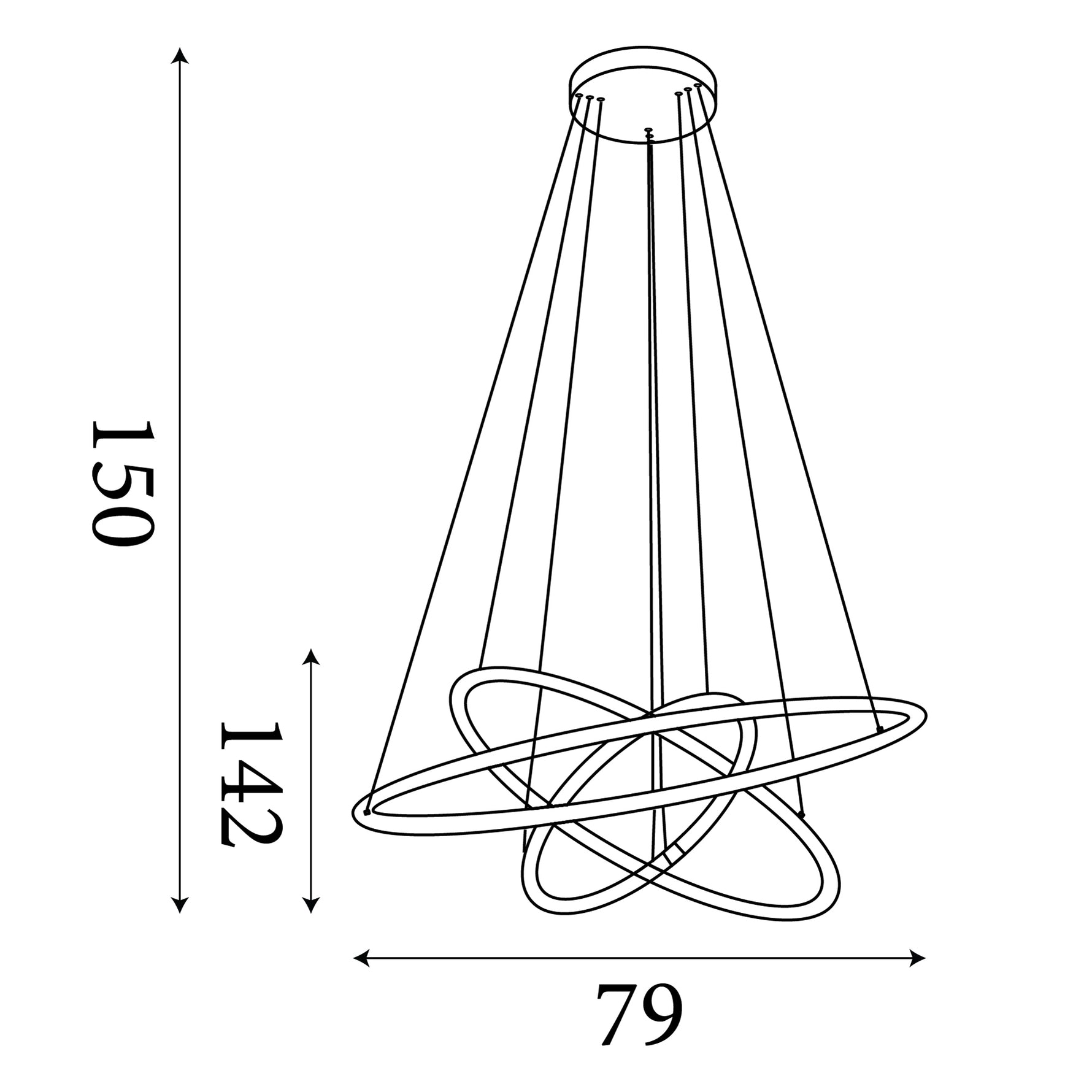 Searchlight Electric Revolve 3Lt Ring Pendant  - Black Metal & Opal Tubes 40176-3BK