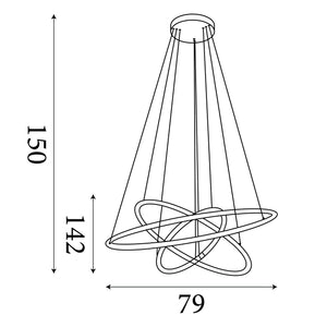 Searchlight Electric Revolve 3Lt Ring Pendant  - Black Metal & Opal Tubes 40176-3BK