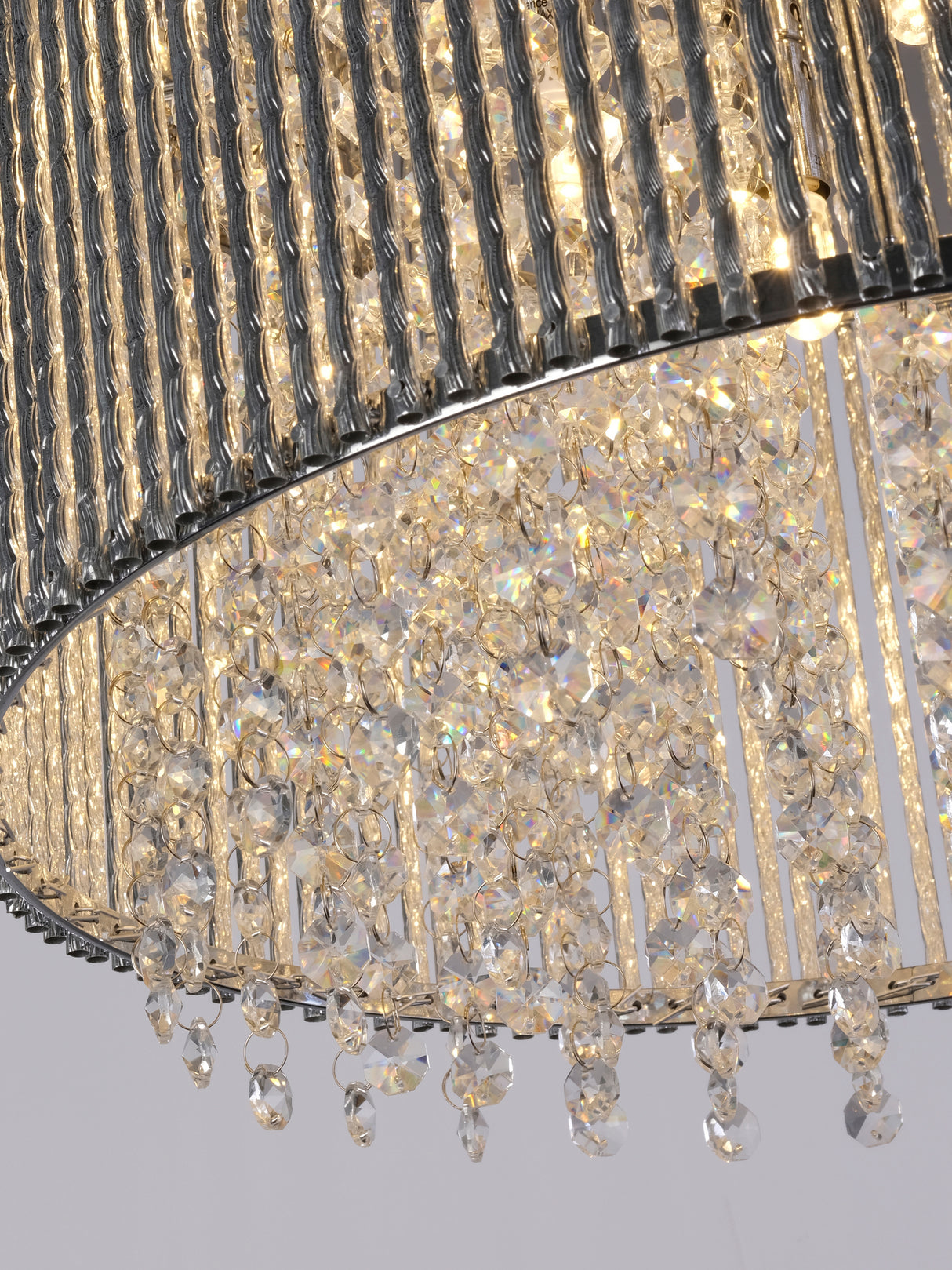 Searchlight Electric Elise II 8Lt Pendant - Chrome Metal & Clear Crystal 4048-8CC