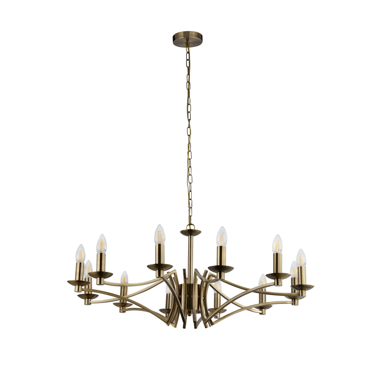 Searchlight Electric Ascot  12Lt Pendant - Antique Brass Metal 41312-12AB