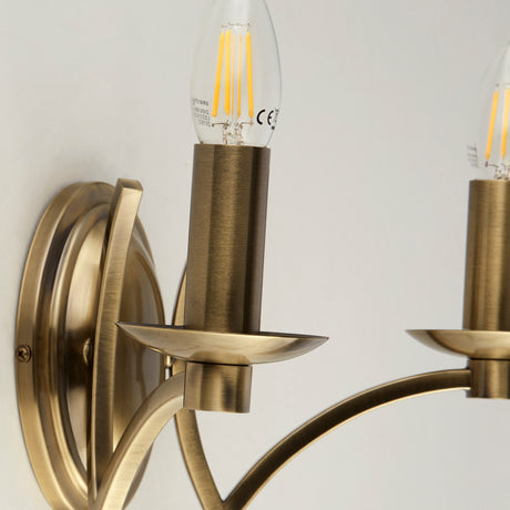 Searchlight Electric Ascot  2Lt Wall Light - Antique Brass Metal 41312-2AB