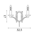 Searchlight Electric Ascot  2Lt Wall Light - Antique Brass Metal 41312-2AB