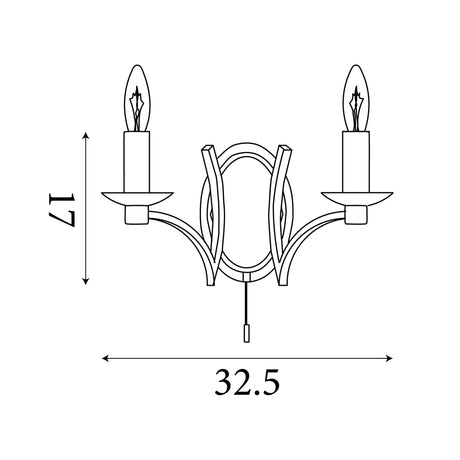Searchlight Electric Ascot  2Lt Wall Light - Antique Brass Metal 41312-2AB
