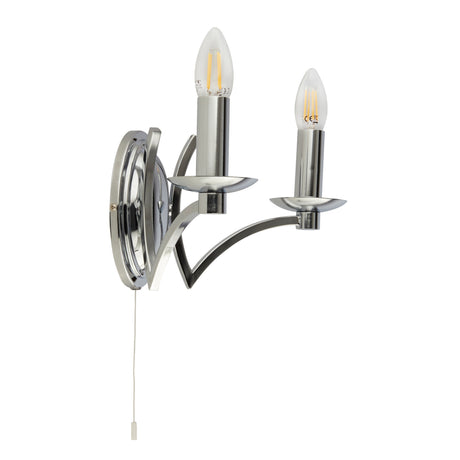 Searchlight Electric Ascot 2Lt Wall Light- Chrome 41312-2CC