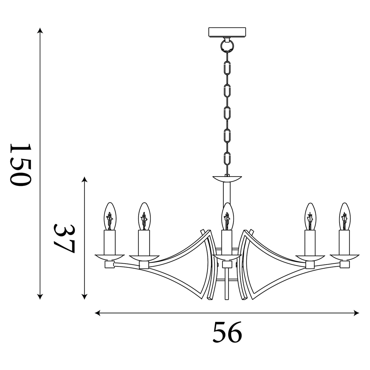 Searchlight Electric Ascot  6Lt Pendant - Antique Brass Metal 41312-6AB