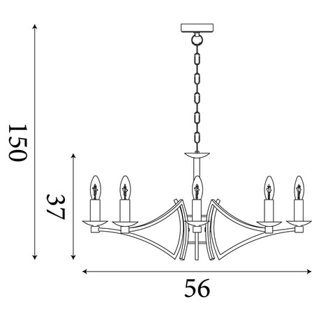 Searchlight Electric Ascot  6Lt Pendant - Antique Brass Metal 41312-6AB