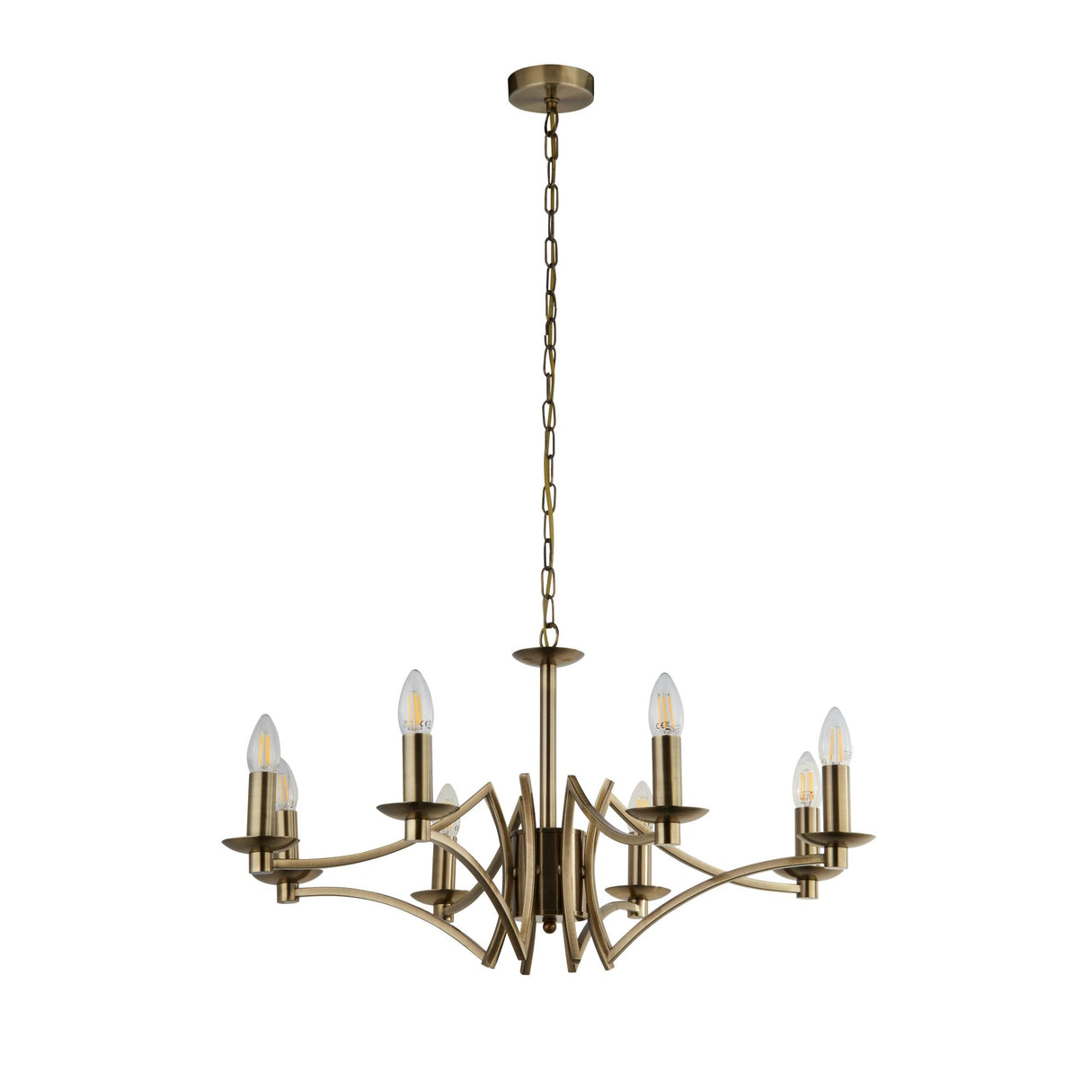 Searchlight Electric Ascot  8Lt Pendant - Antique Brass Metal 41312-8AB