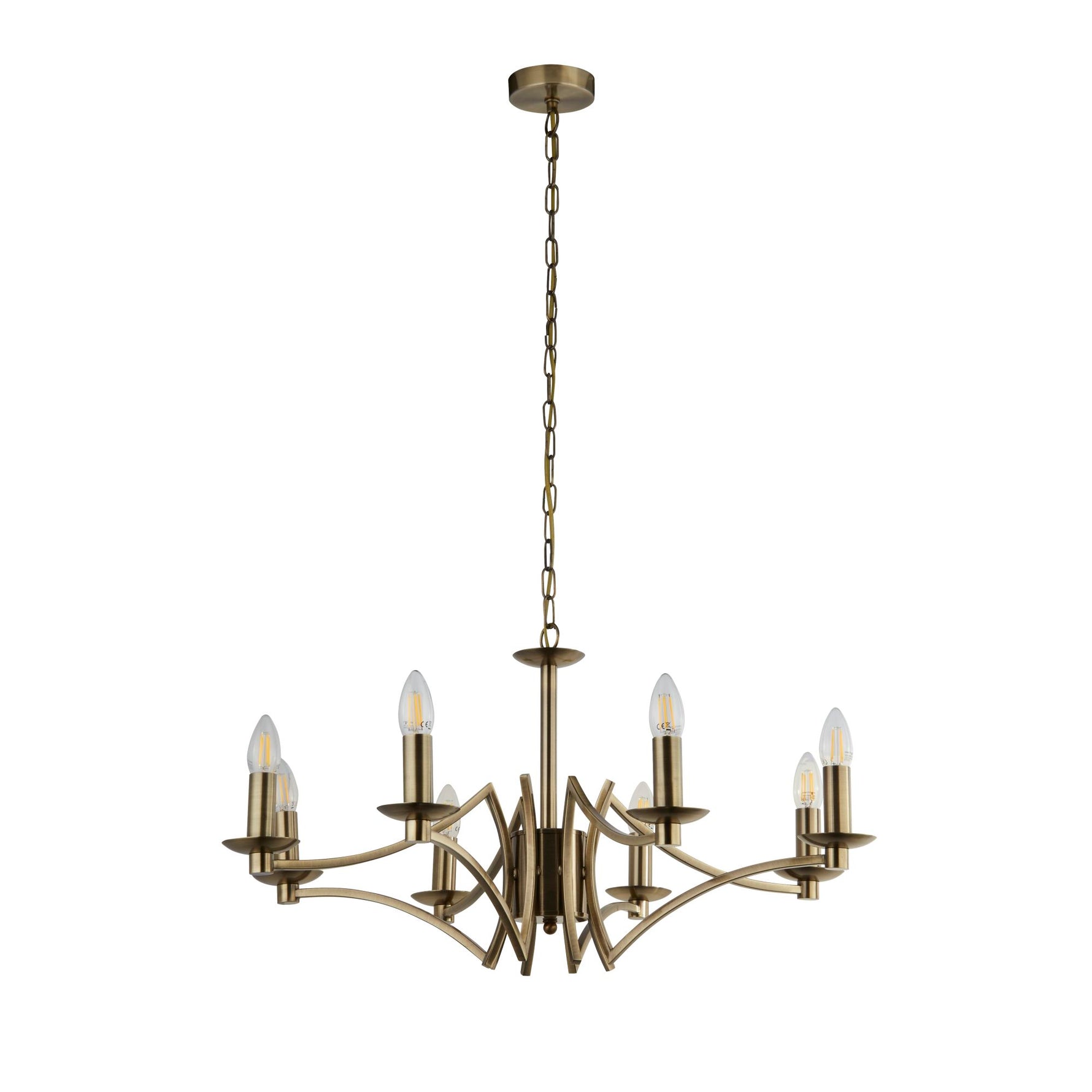 Searchlight Electric Ascot  8Lt Pendant - Antique Brass Metal 41312-8AB