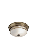 Edinburgh 2Lt Flush  - Antique Brass Metal & Acid Glass