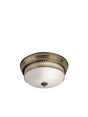 Edinburgh 2Lt Flush  - Antique Brass Metal & Acid Glass