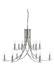 Ascona 12Lt Pendant - Satin Silver & Clear Glass Sconces