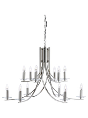 Ascona 12Lt Pendant - Satin Silver & Clear Glass Sconces