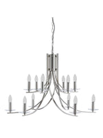 Searchlight Electric Ascona 12Lt Pendant - Satin Silver & Clear Glass Sconces 41612-12SS