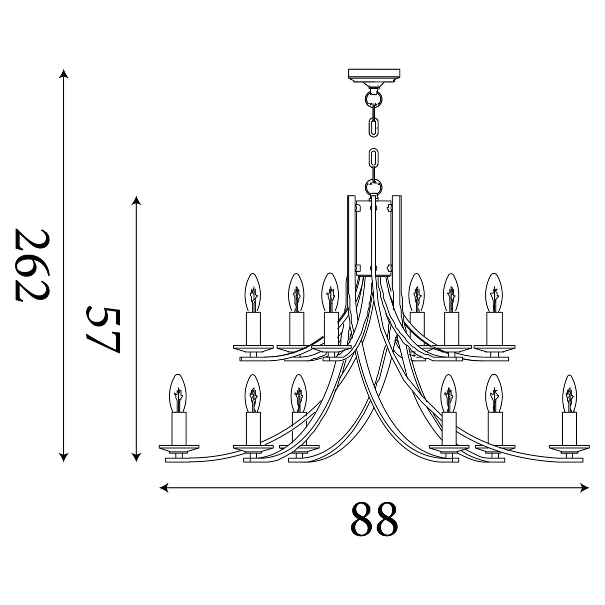 Searchlight Electric Ascona 12Lt Pendant - Satin Silver & Clear Glass Sconces 41612-12SS