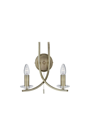 Ascona 2Lt Wall Light - Antique Brass Metal & Glass