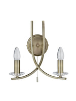 Searchlight Electric Ascona 2Lt Wall Light - Antique Brass Metal & Glass 4162-2AB
