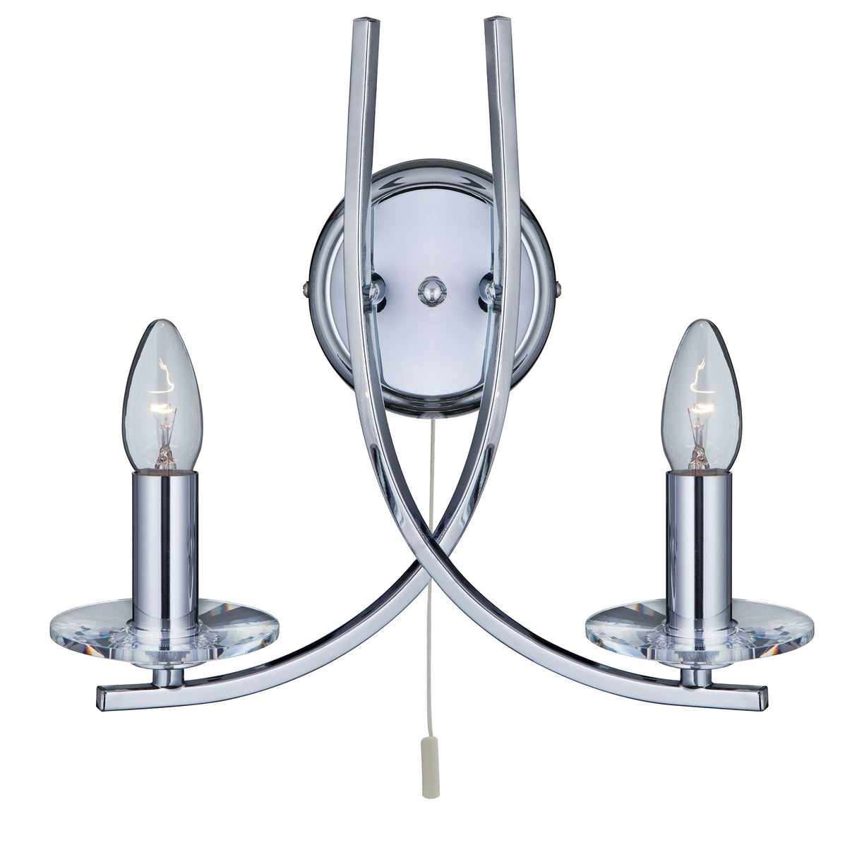 Ascona 2Lt Wall Light - Chrome Metal & Glass