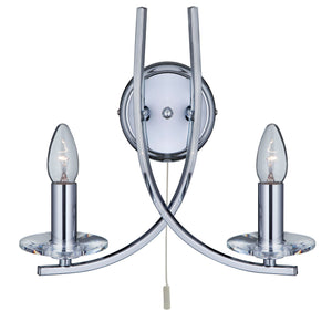 Ascona 2Lt Wall Light - Chrome Metal & Glass