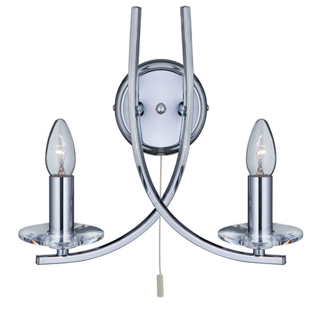 Ascona 2Lt Wall Light - Chrome Metal & Glass