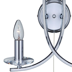 Searchlight Electric Ascona 2Lt Wall Light - Chrome Metal & Glass 4162-2CC