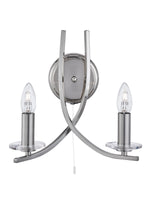 Ascona 2Lt Wall Light - Satin Silver & Clear Glass Sconces