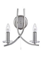 Searchlight Electric Ascona 2Lt Wall Light - Satin Silver & Clear Glass Sconces 4162-2SS