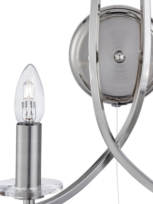 Searchlight Electric Ascona 2Lt Wall Light - Satin Silver & Clear Glass Sconces 4162-2SS