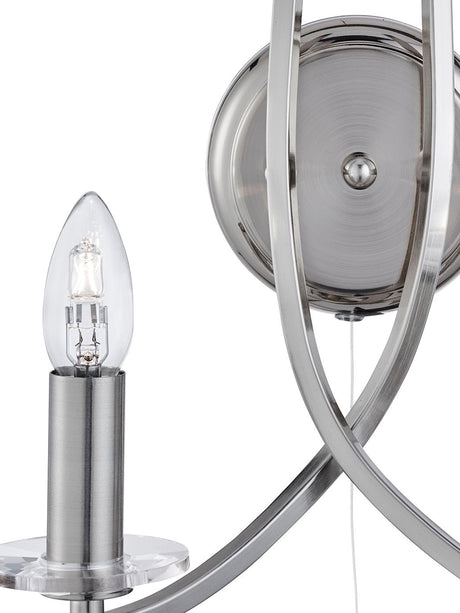 Searchlight Electric Ascona 2Lt Wall Light - Satin Silver & Clear Glass Sconces 4162-2SS