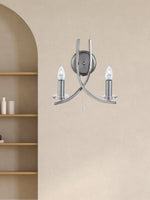 Searchlight Electric Ascona 2Lt Wall Light - Satin Silver & Clear Glass Sconces 4162-2SS