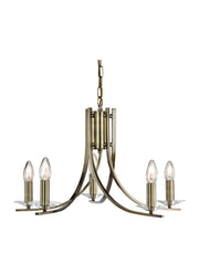 Ascona 5Lt Pendant - Antique Brass Metal & Glass