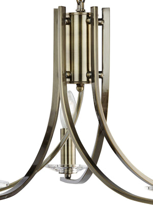 Searchlight Electric Ascona 5Lt Pendant - Antique Brass Metal & Glass 4165-5AB