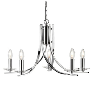 Ascona 5Lt Pendant - Chrome Metal & Glass