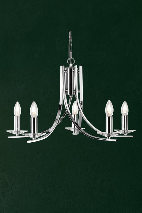 Searchlight Electric Ascona 5Lt Pendant - Chrome Metal & Glass 4165-5CC