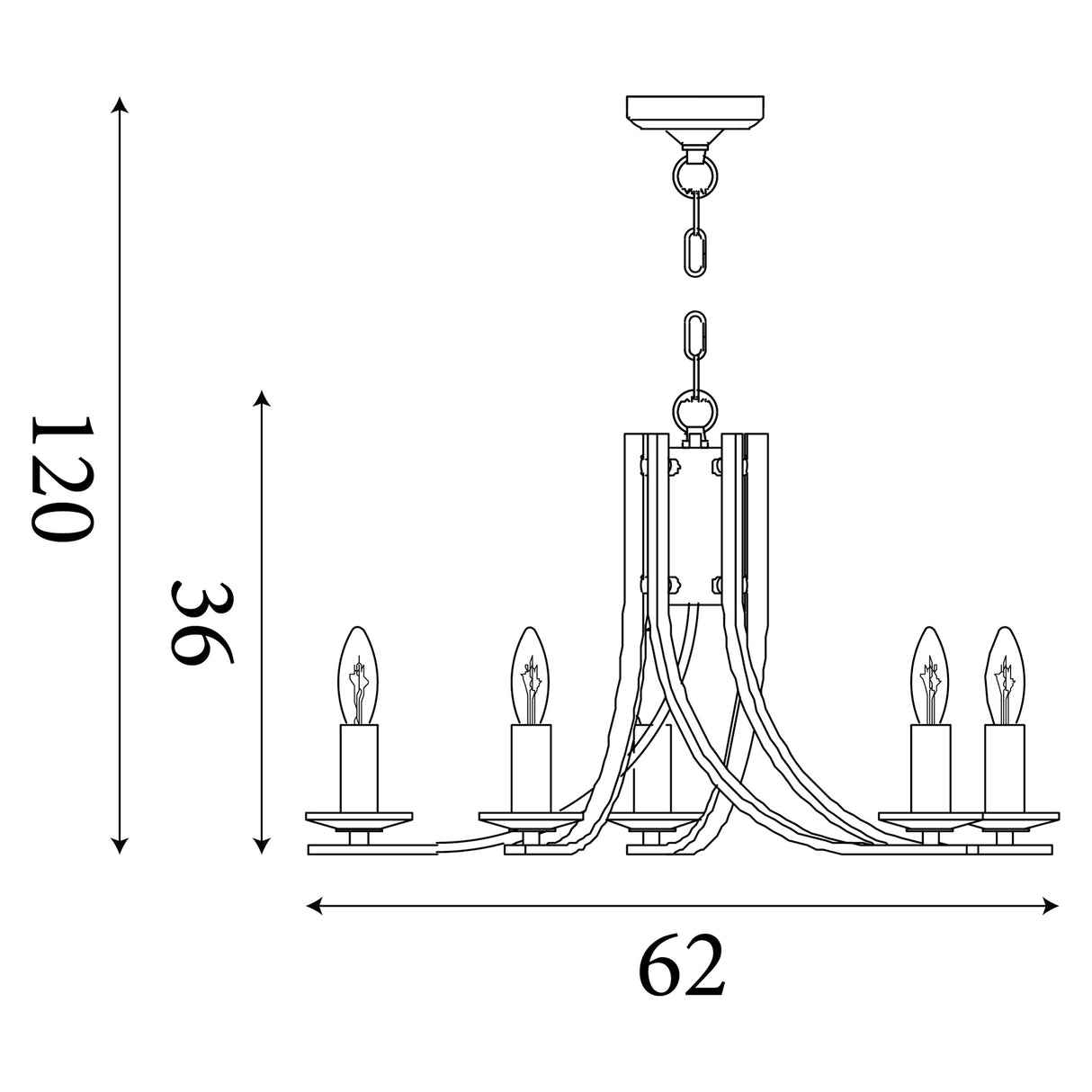 Searchlight Electric Ascona 5Lt Pendant - Chrome Metal & Glass 4165-5CC