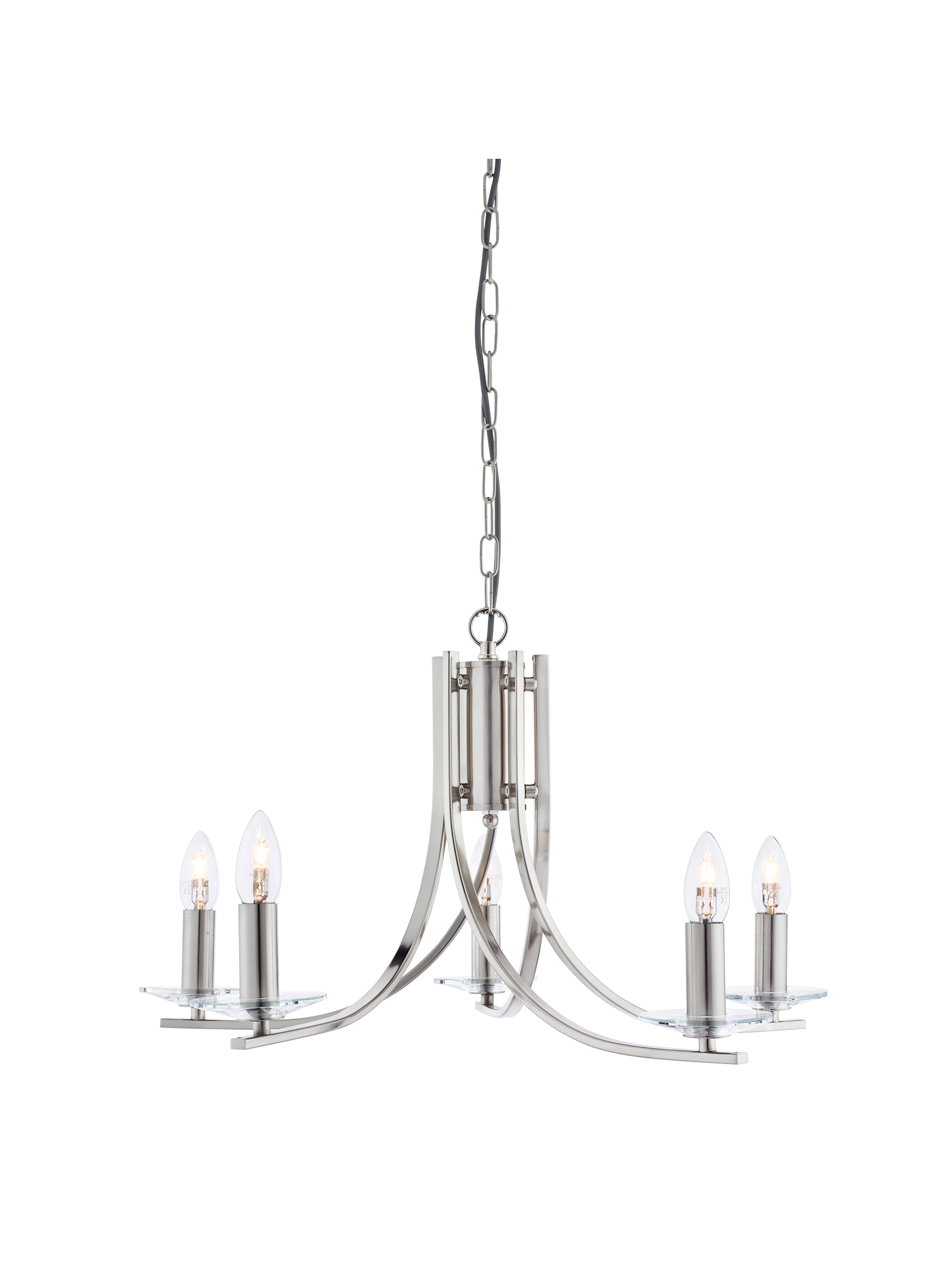 Ascona 5Lt Pendant -  Satin Silver & Clear Glass Sconces