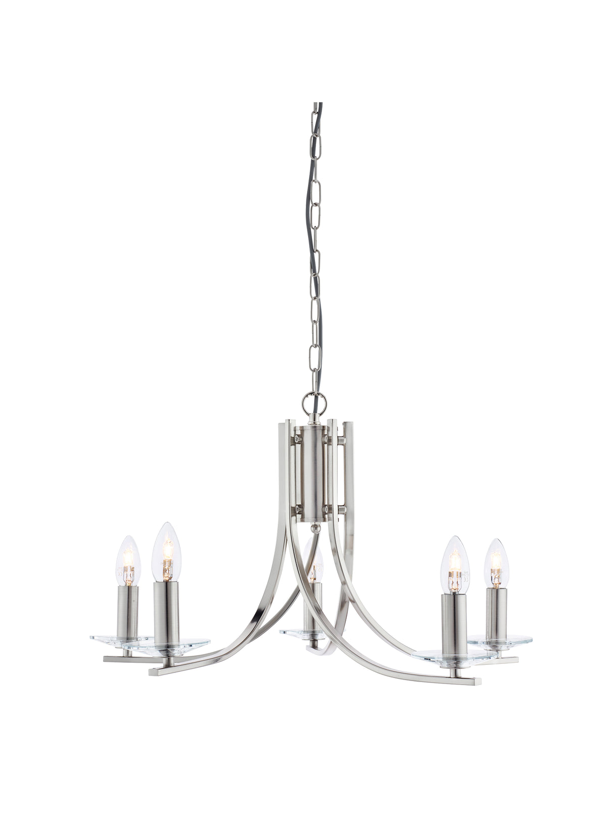Ascona 5Lt Pendant -  Satin Silver & Clear Glass Sconces