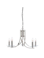 Ascona 5Lt Pendant -  Satin Silver & Clear Glass Sconces