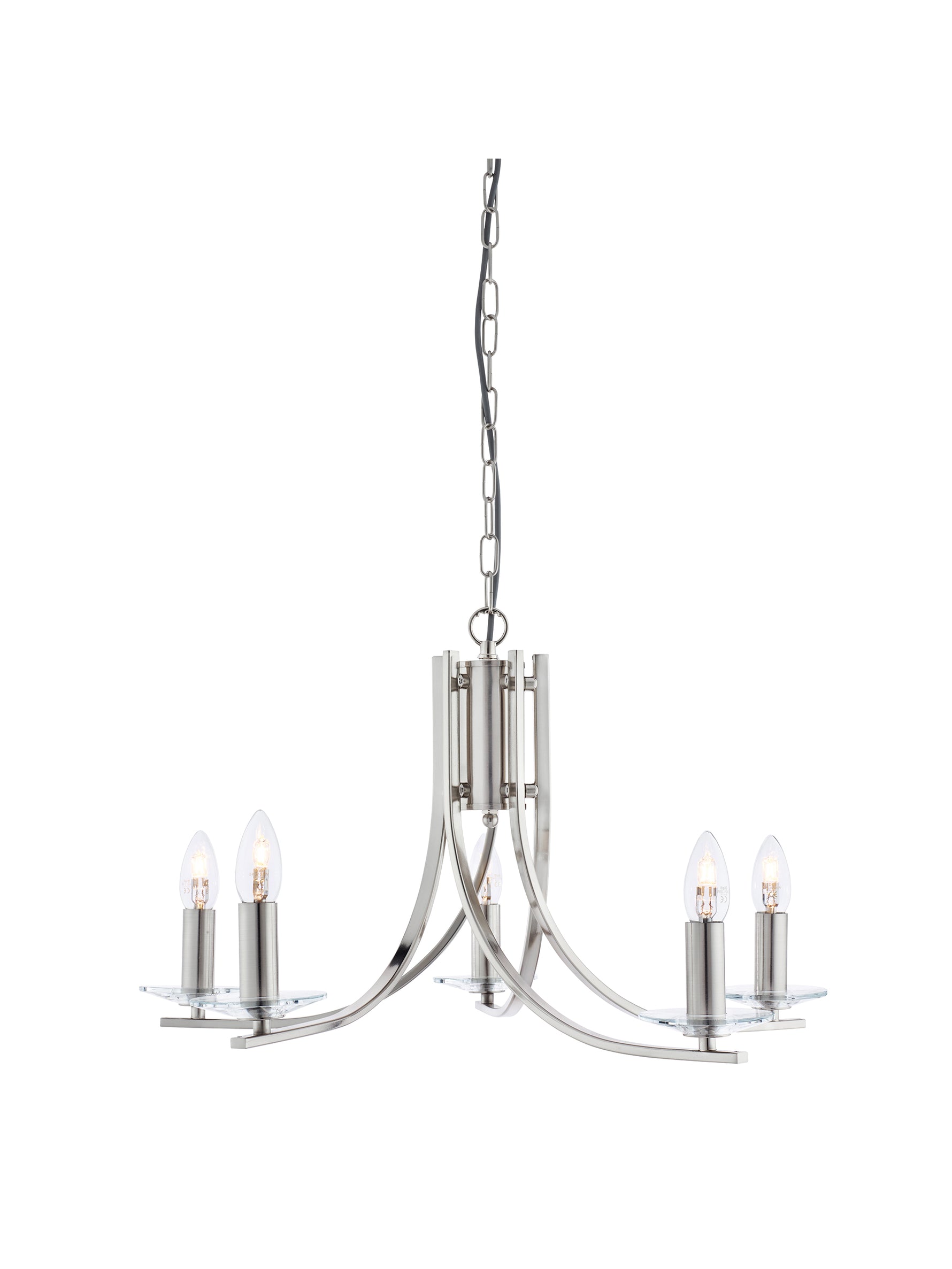 Ascona 5Lt Pendant -  Satin Silver & Clear Glass Sconces
