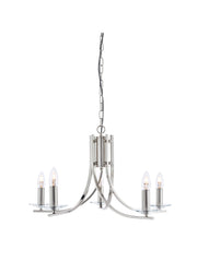 Ascona 5Lt Pendant -  Satin Silver & Clear Glass Sconces