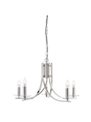 Ascona 5Lt Pendant -  Satin Silver & Clear Glass Sconces