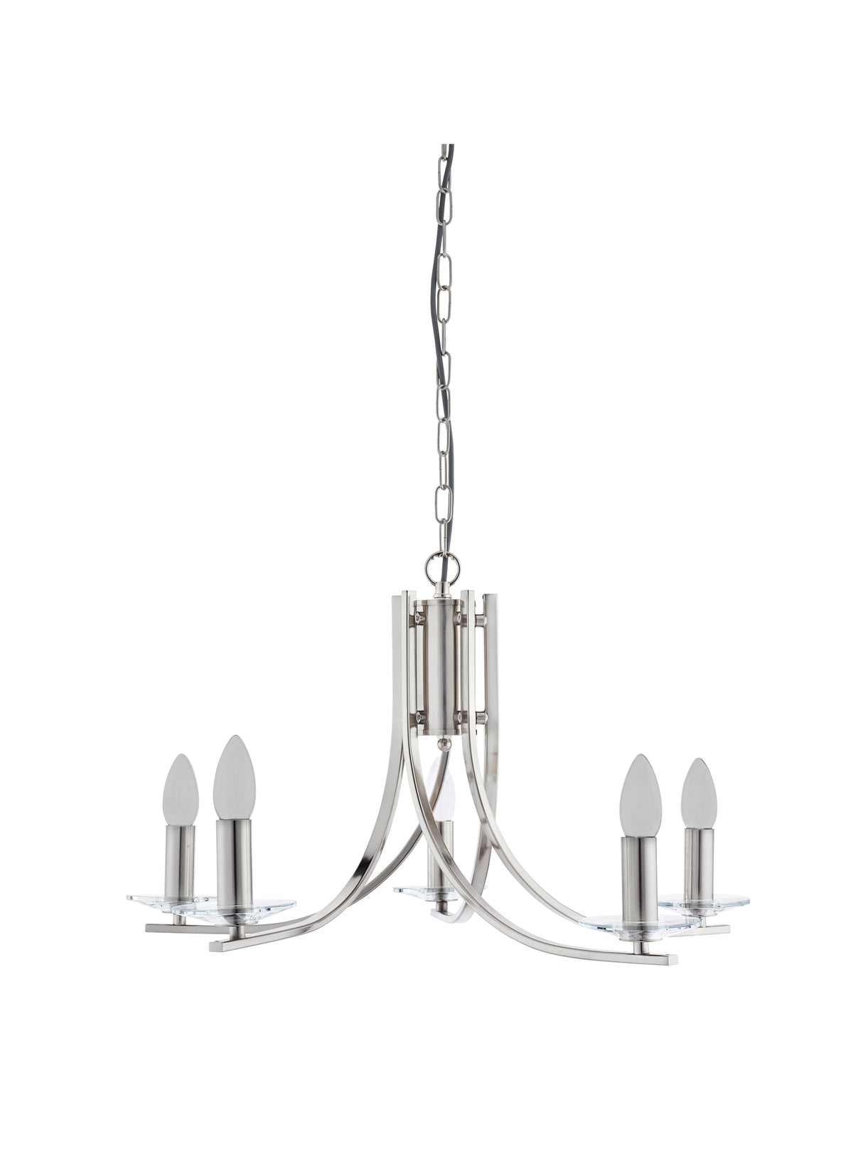 Searchlight Electric Ascona 5Lt Pendant -  Satin Silver & Clear Glass Sconces 4165-5SS